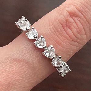 Silver Crystal Heart Wrap Ring